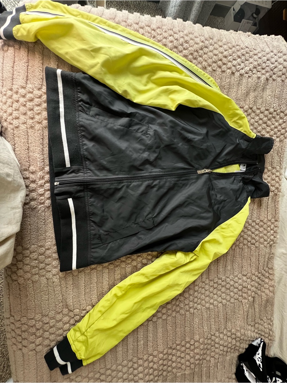 Athletic Works Black and Neon Yellow Contrast Bomber Jacket